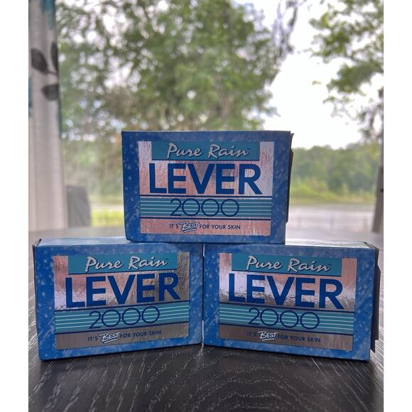 Lever 2000 PURE RAIN Bar Soap Blue Vintage 1996 Factory Sealed NOS Lot of 3